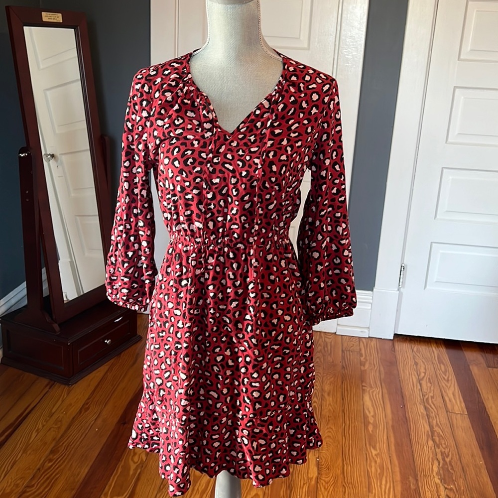 Old Navy red leopard dress. Super flattering!! Size S